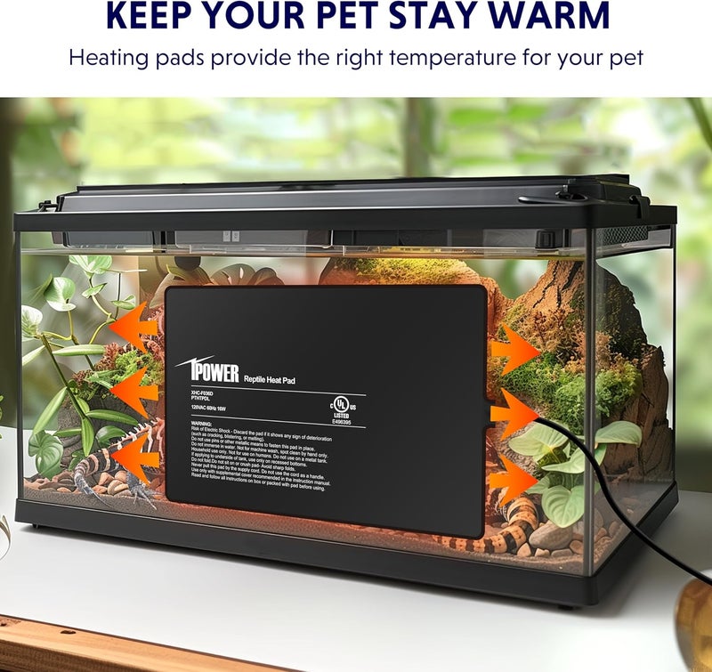 I-Power Reptile Heat Pad 8 by12 Inch Under Tank Terrarium Warmer 16W Heating Mat for Turtle, Lizard, Frog, Snake, Hermit Crab and Other Small Animals - Image 4